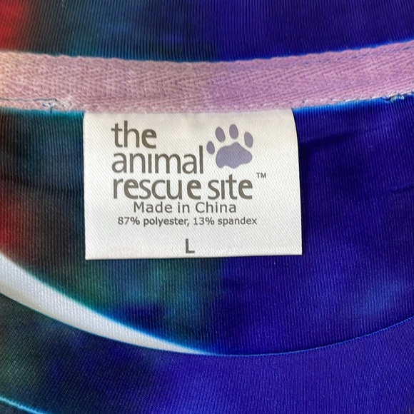 Tie Dye Dog Paw Print Women’s Shirt ~ The Animal Rescue ~ Large NWOT 🐾🐶 - Picture 7 of 9